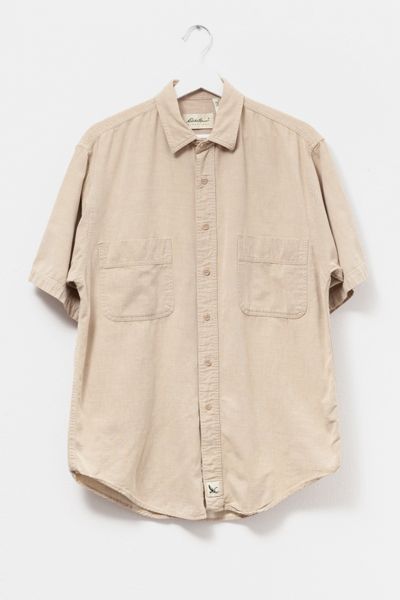 Vintage 1990s Eddie Bauer Brown Cotton Button Up Shirt
