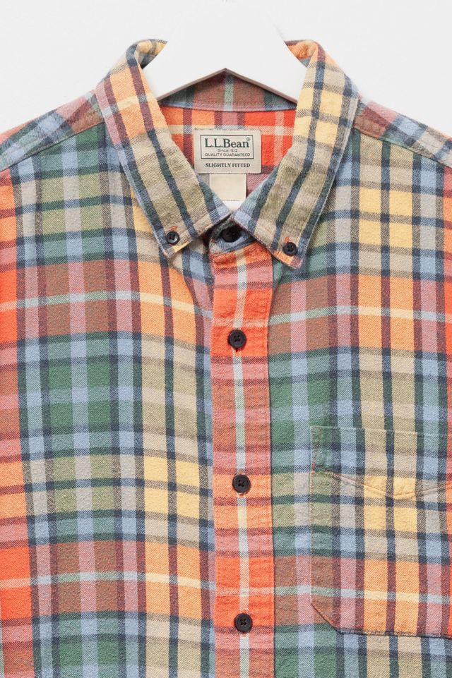 Vintage Y2K L.L. Bean Orange Plaid Flannel Button Up Shirt #2