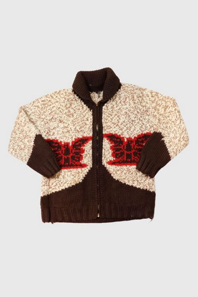 Vintage Eagle Cowichan Brown Knit Sweater
