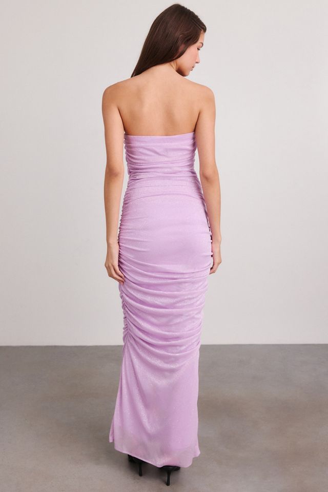 UO Lavender Dreams Shimmer Mesh Strapless Maxi Dress #3