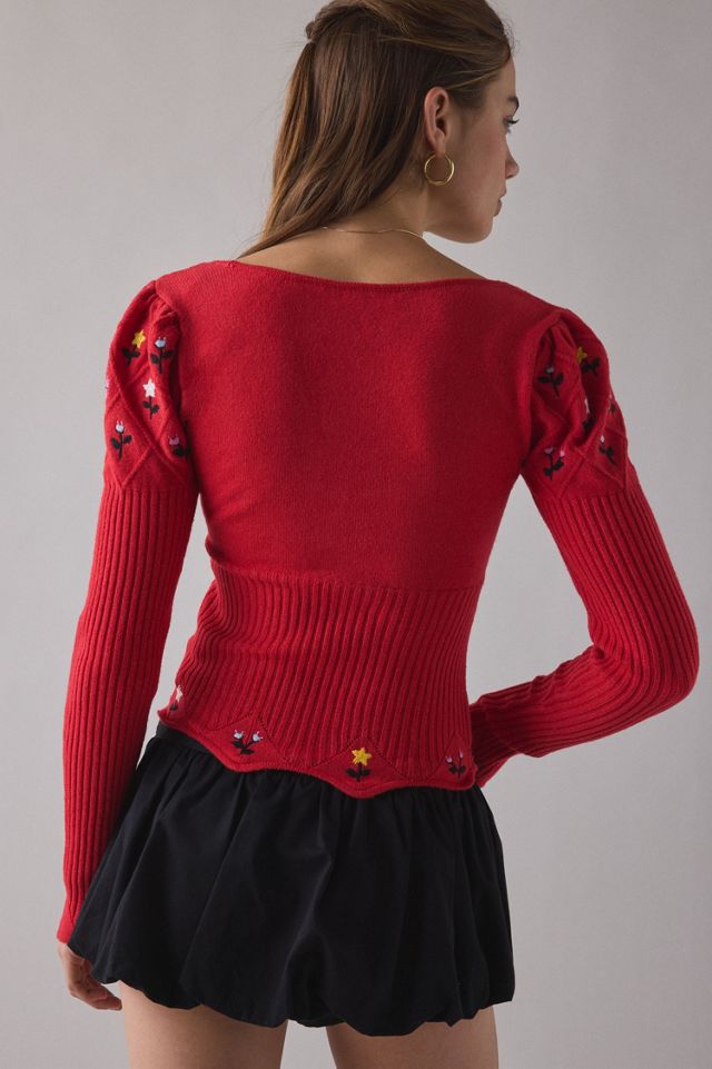 Joanie Embroidered Cropped Sweater #1