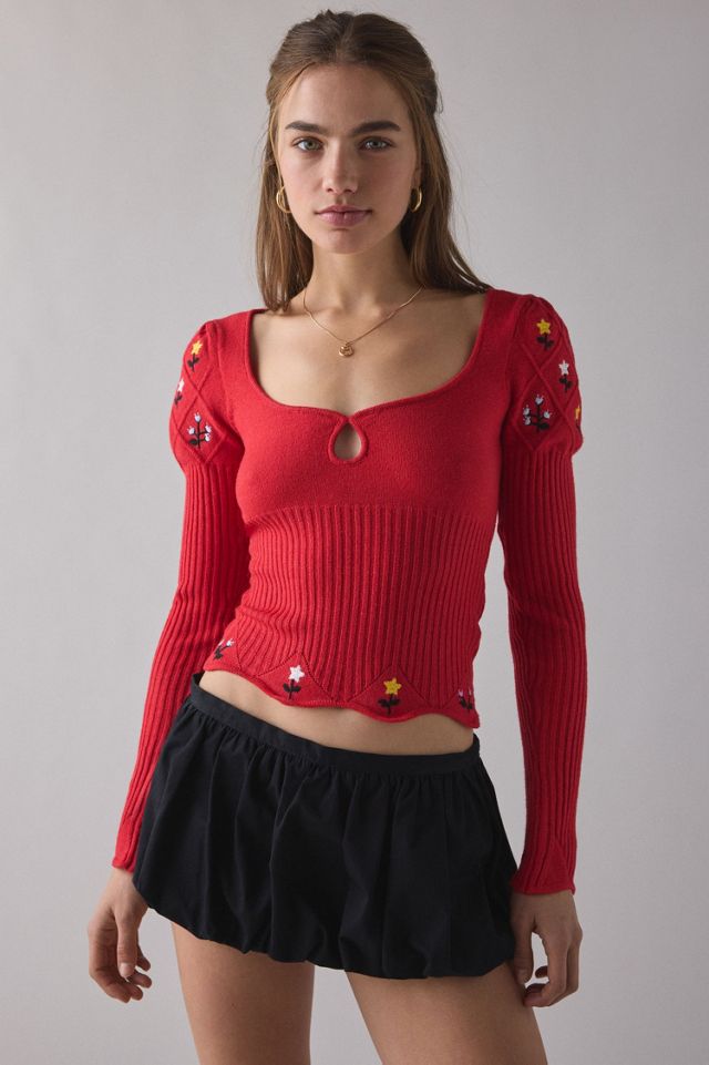 Joanie Embroidered Cropped Sweater #2