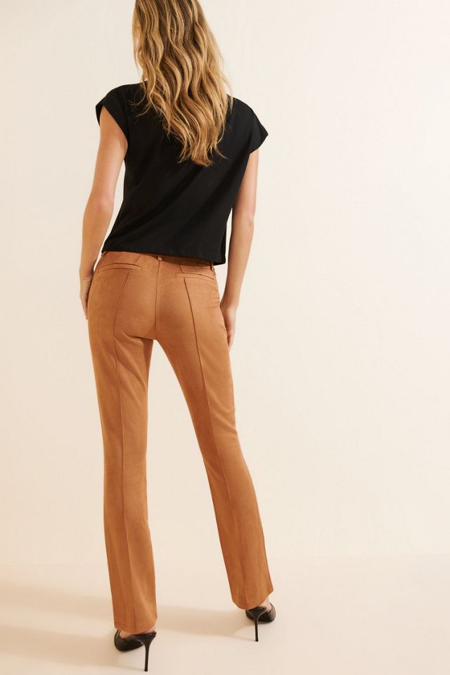 Lioness Bella Faux-Suede Low-Rise Straight-Leg Pants #1