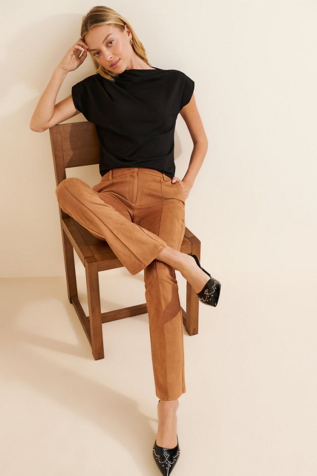 Lioness Bella Faux-Suede Low-Rise Straight-Leg Pants #3