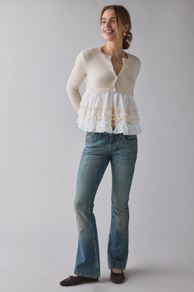 Monical Mixed Media Ruffle Peplum Cardigan #3