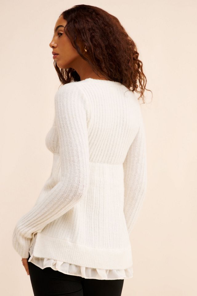 Hannah Ruffle Trim Babydoll Sweater #3