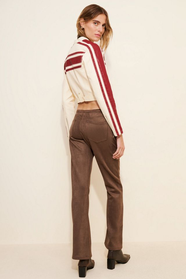 Lioness Charismatic Faux-Suede Low-Rise Flare Pants #1