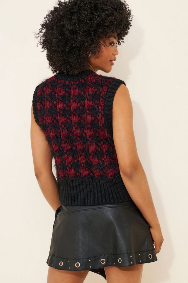 The Ragged Priest Jasper Grunge Houndstooth Sweater Vest #1