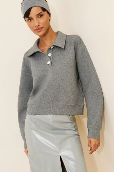 Grey Lab Sculptured Polo Sweatshirt