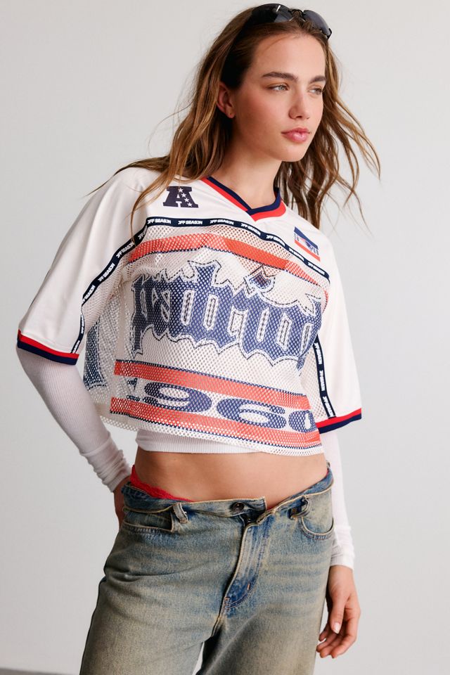 Off Season NFL Cropped V-Neck Mesh Jersey #1
