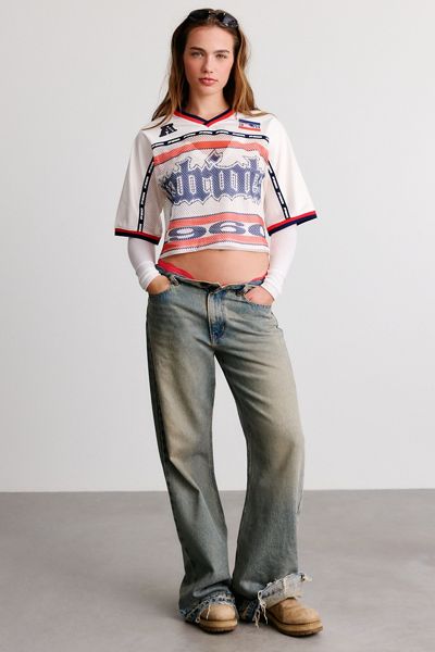 Off Season NFL Cropped V-Neck Mesh Jersey