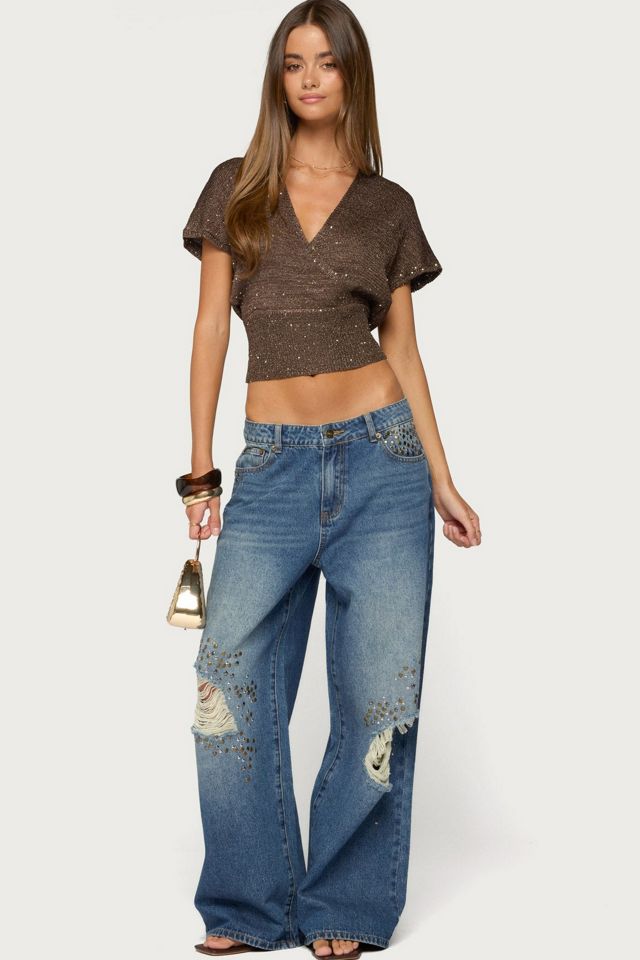 Edikted Eunia Studded Low Rise Baggy Jeans #1