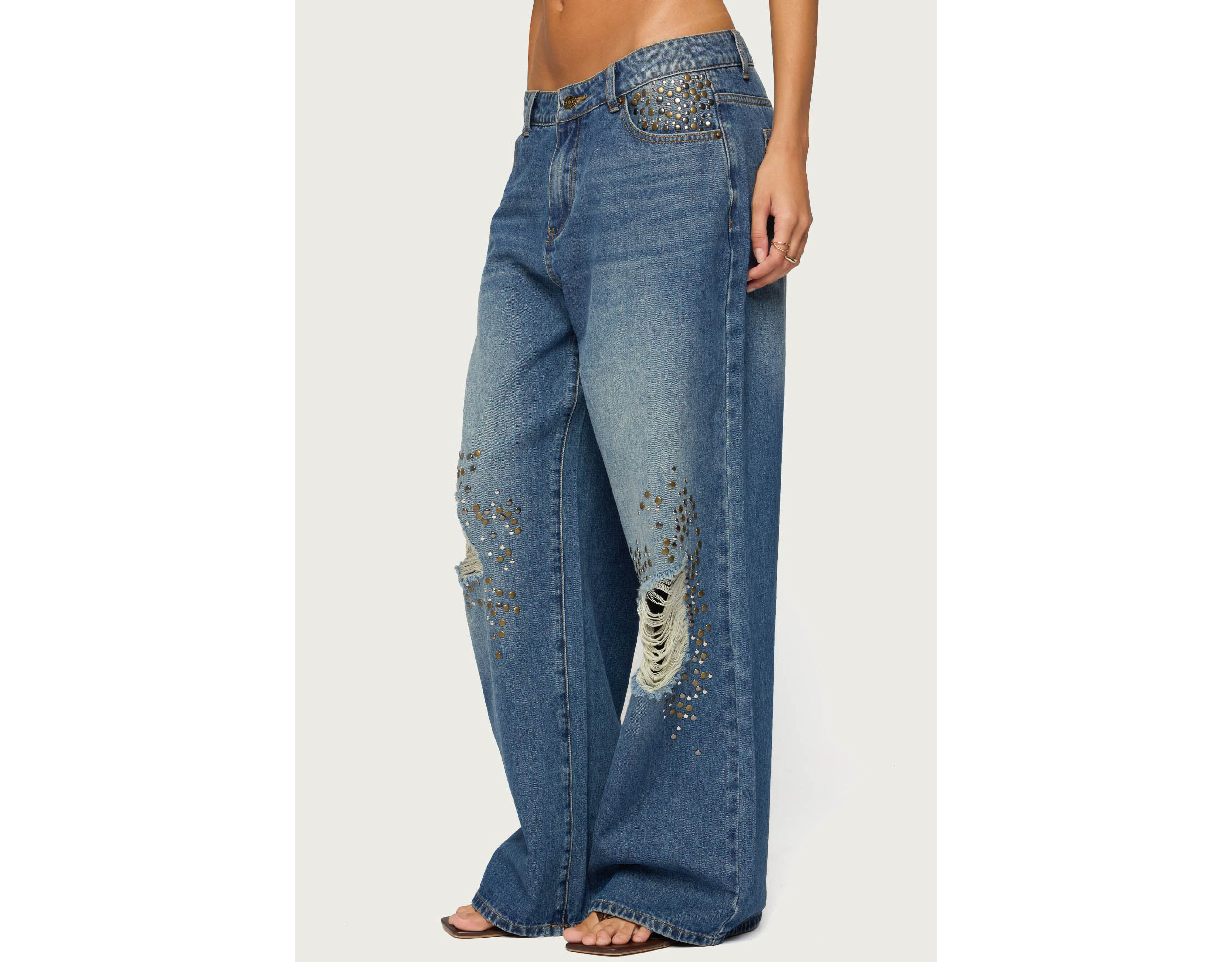 Edikted Eunia Studded Low Rise Baggy Jeans