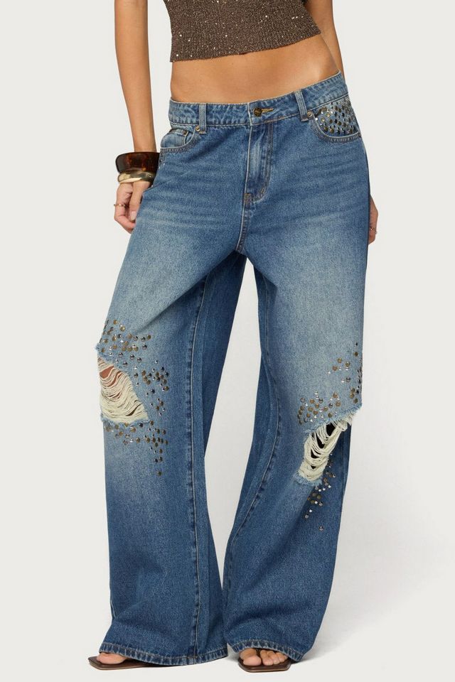 Edikted Eunia Studded Low Rise Baggy Jeans #3
