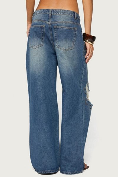 Edikted Eunia Studded Low Rise Baggy Jeans