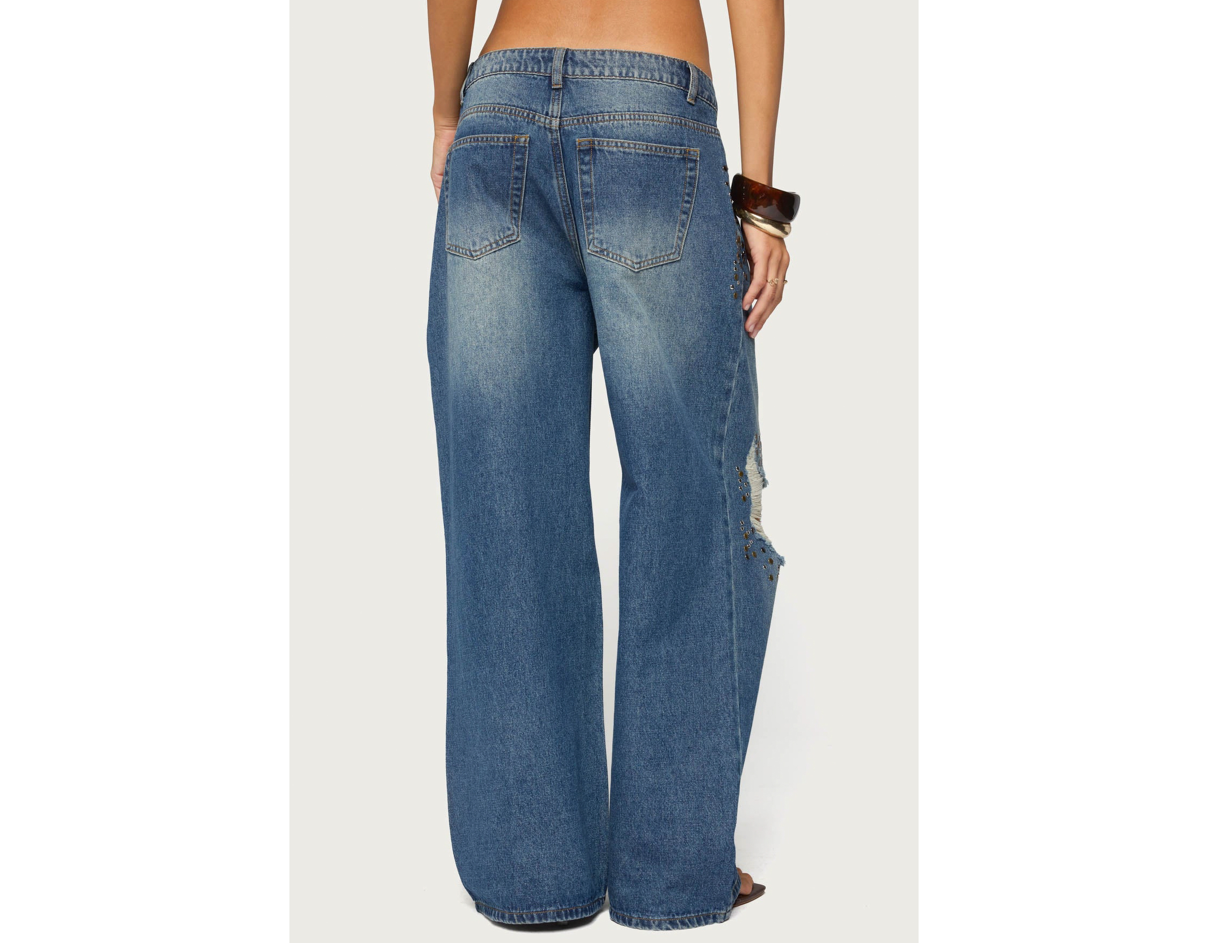 Edikted Eunia Studded Low Rise Baggy Jeans