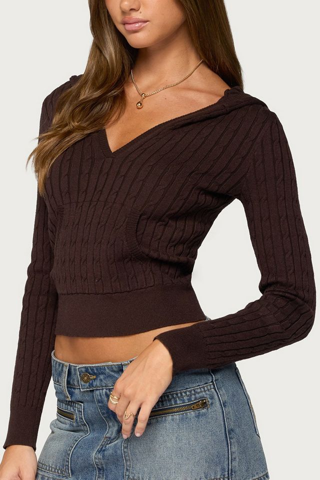 Edikted Kimani Cable Knit Hooded Sweater #2