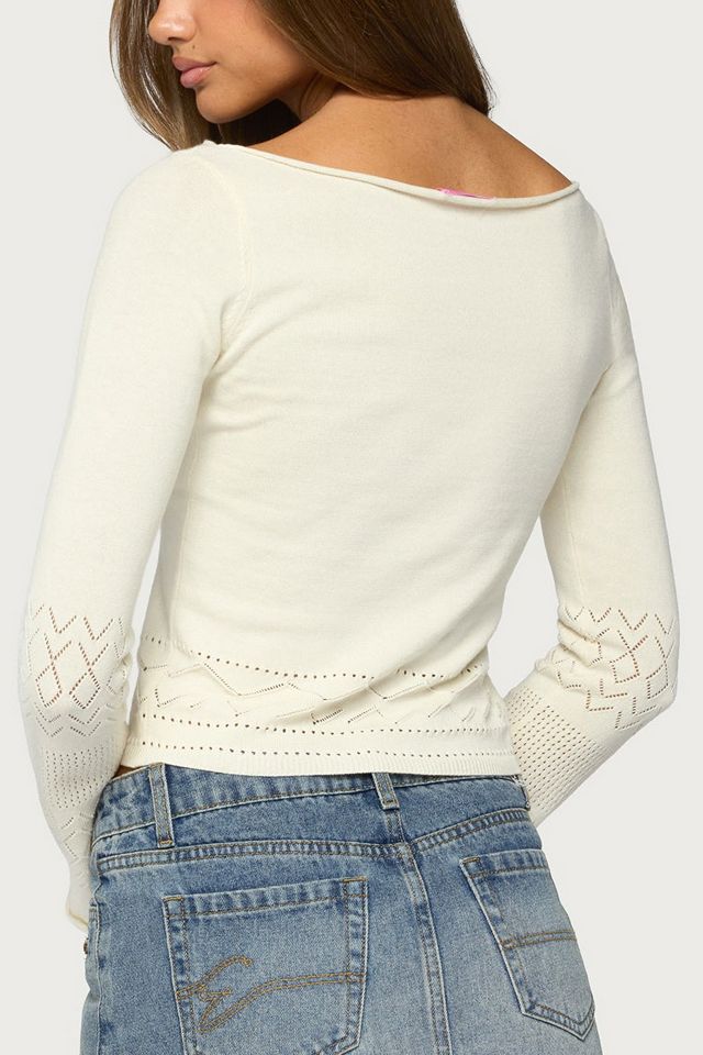 Edikted Maple Pointelle Knit Long Sleeve Top #4