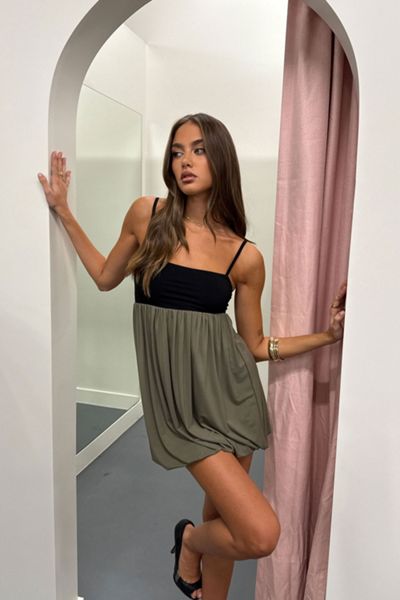 Edikted Jonna Contrast Bubble Mini Dress