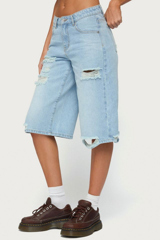 Edikted Distressed Low Rise Boyfriend Bermuda Shorts #2