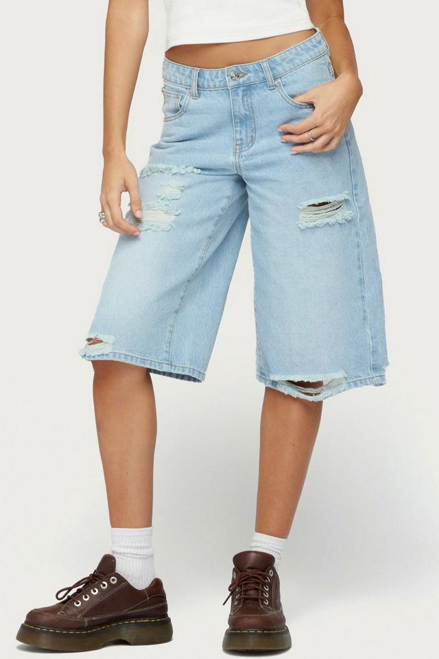 Edikted Distressed Low Rise Boyfriend Bermuda Shorts #3