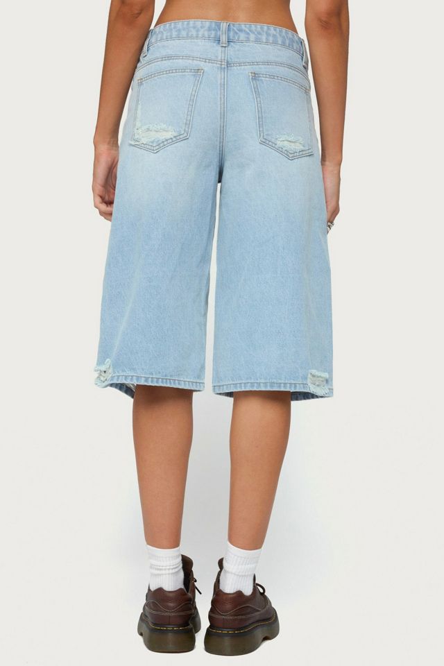 Edikted Distressed Low Rise Boyfriend Bermuda Shorts #4