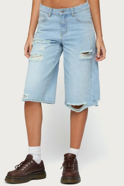 Edikted Distressed Low Rise Boyfriend Bermuda Shorts