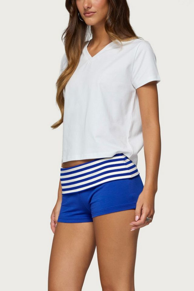 Edikted Shantal Stripey Foldover Shorts #1