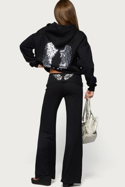 Edikted Angel Energy Sequin Foldover Pants