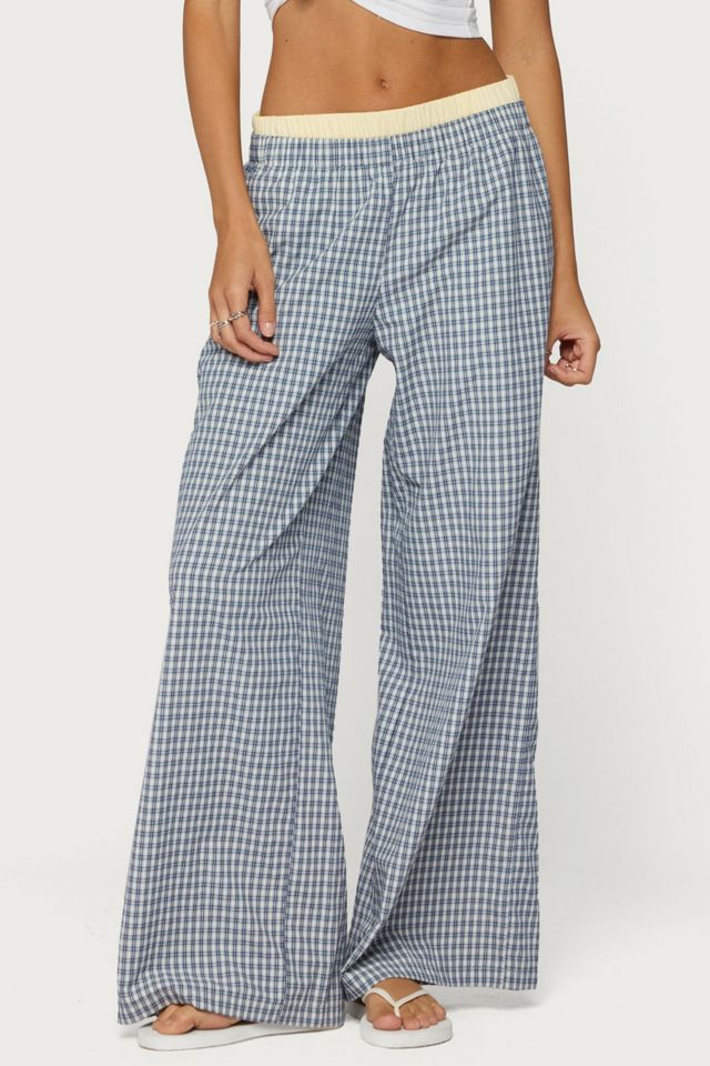 Edikted Indya Contrast Plaid Wide Leg Pants #3