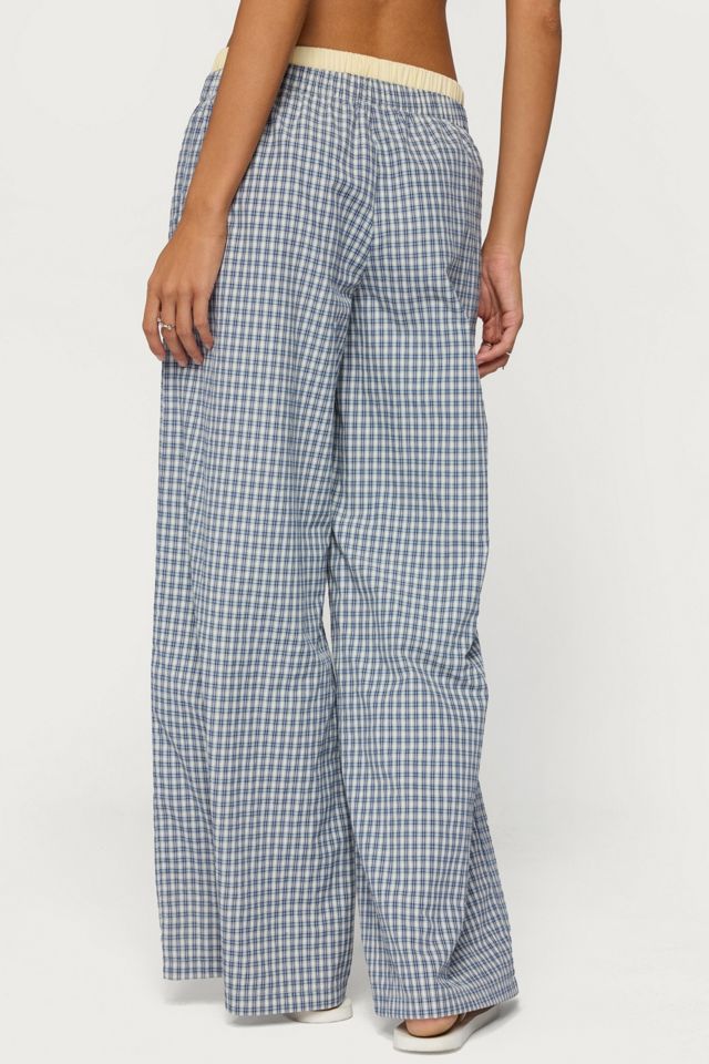 Edikted Indya Contrast Plaid Wide Leg Pants #4