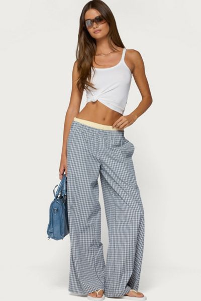 Edikted Indya Contrast Plaid Wide Leg Pants
