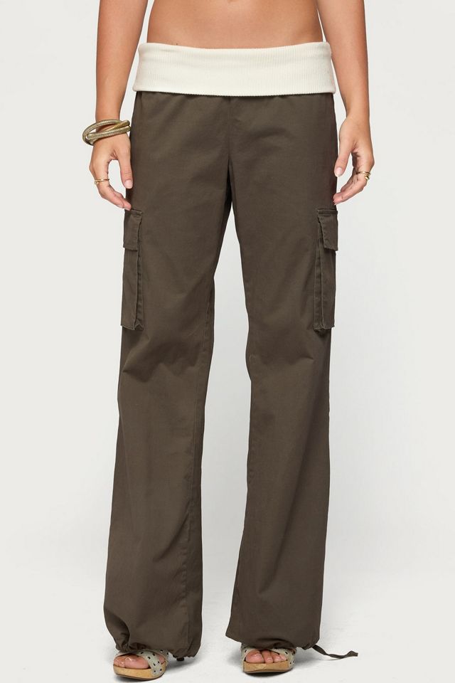 Edikted Jolee Contrast Ribbed Foldover Cargo Pants #1
