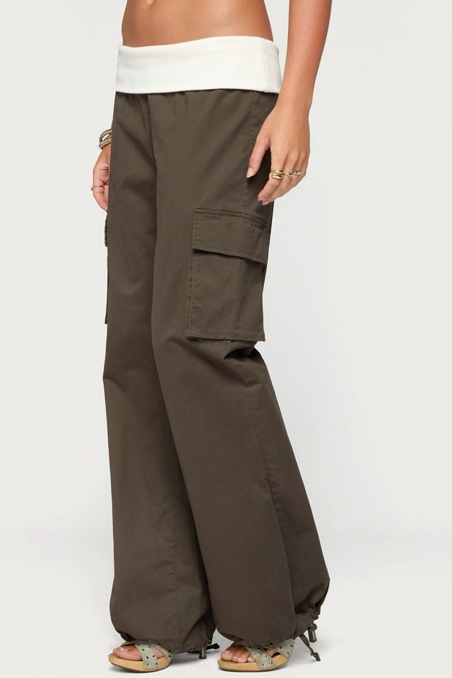 Edikted Jolee Contrast Ribbed Foldover Cargo Pants #2