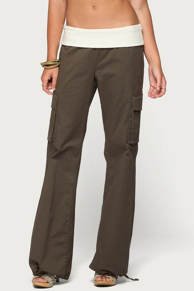 Edikted Jolee Contrast Ribbed Foldover Cargo Pants #3