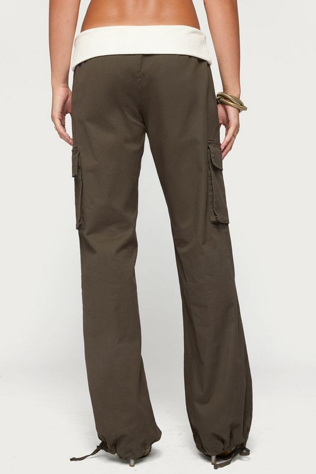 Edikted Jolee Contrast Ribbed Foldover Cargo Pants #4