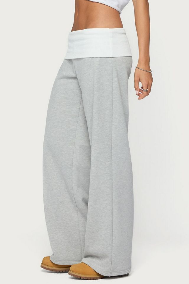 Edikted Idha Contrast Foldover Baggy Sweatpants #3