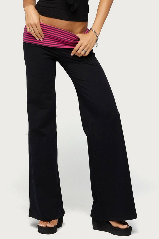 Edikted Maci Striped Foldover Pants #3