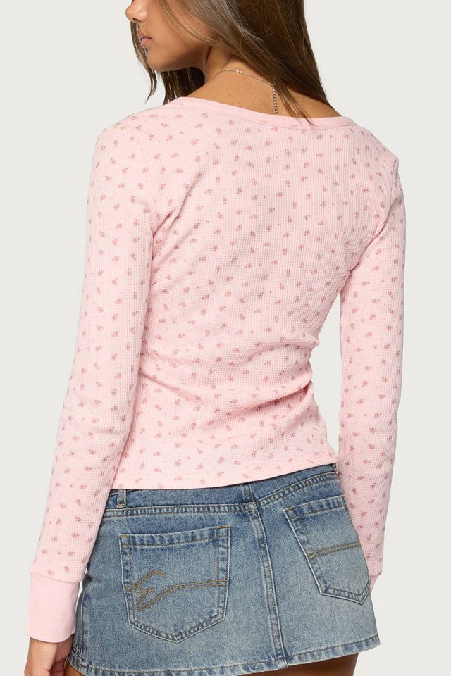 Edikted 76 Rhinestone Floral Henley Top #4