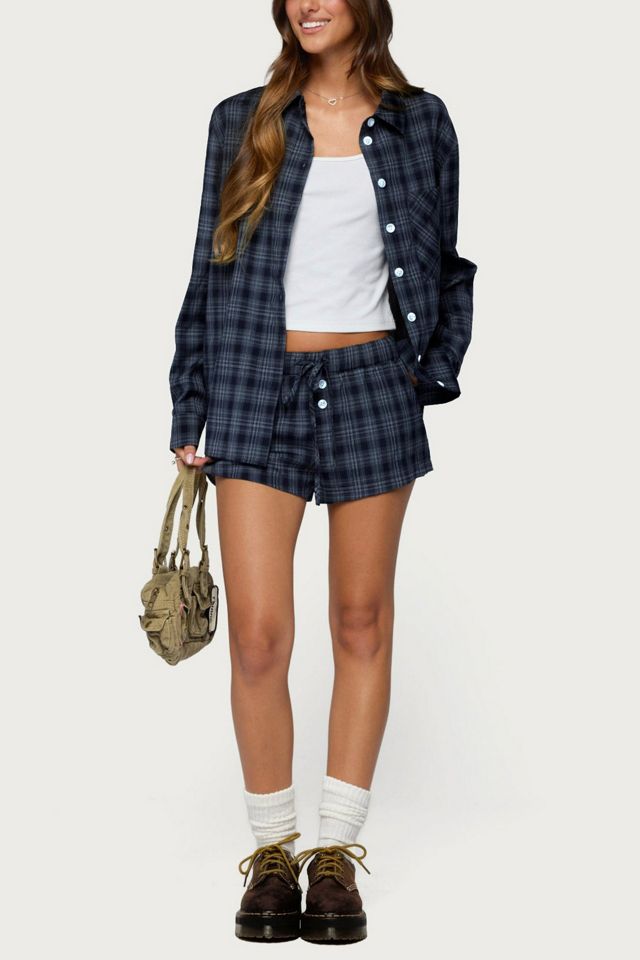 Edikted Alessa Plaid Button Up Long Sleeve Top #1