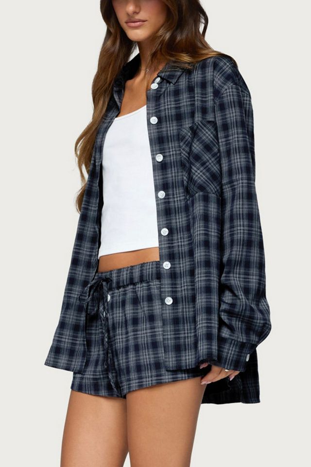 Edikted Alessa Plaid Button Up Long Sleeve Top #3