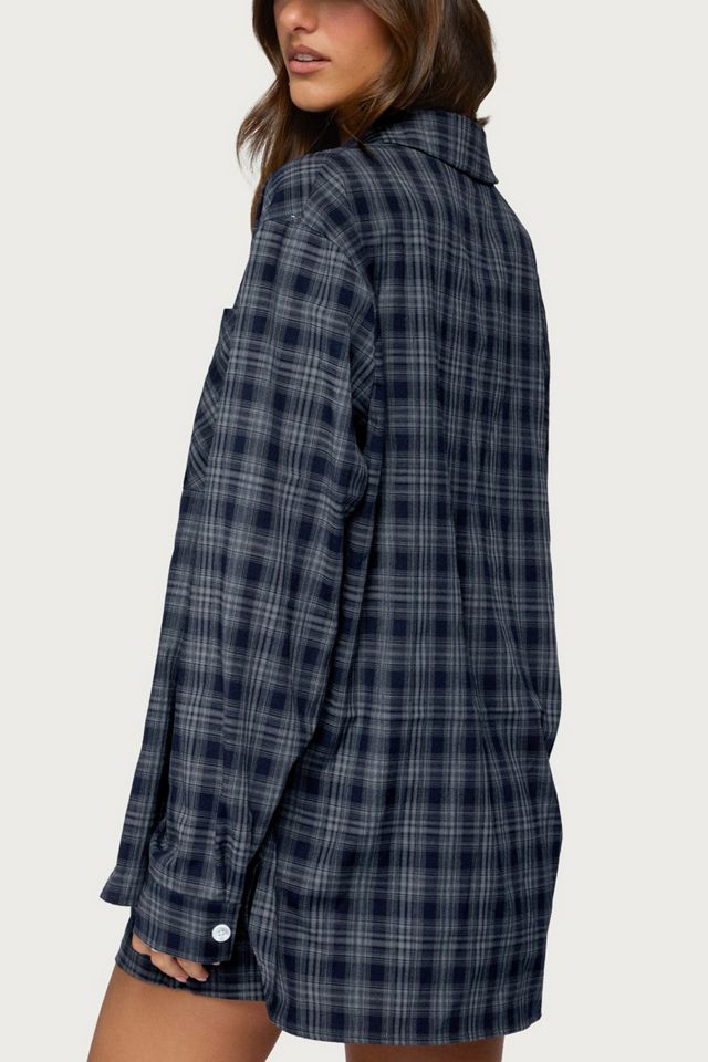 Edikted Alessa Plaid Button Up Long Sleeve Top #4
