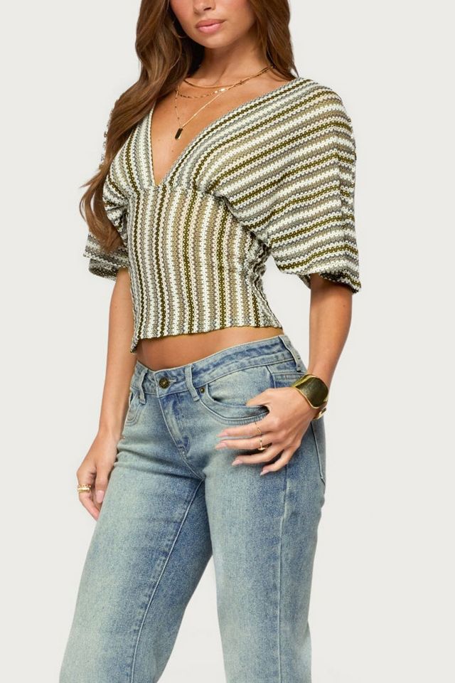Edikted Alwyn Flutter Crochet Zigzag Top #3
