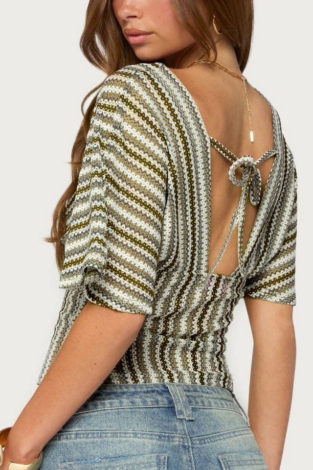 Edikted Alwyn Flutter Crochet Zigzag Top #4