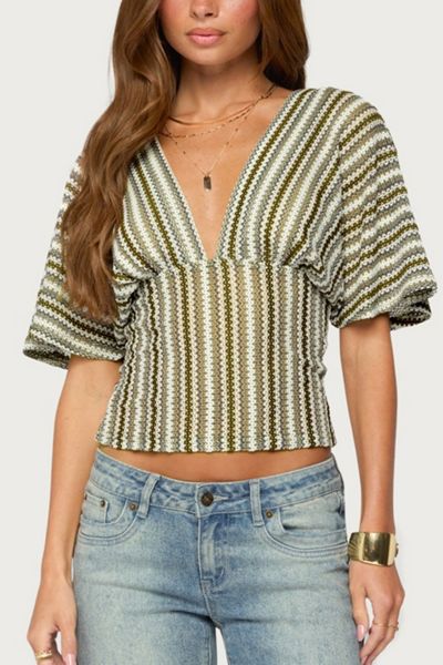 Edikted Alwyn Flutter Crochet Zigzag Top