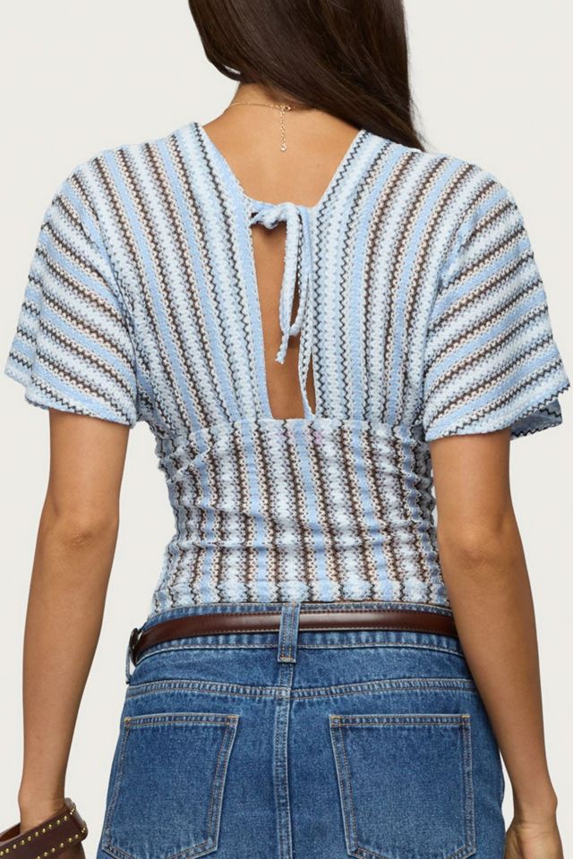 Edikted Alwyn Flutter Crochet Zigzag Top #4