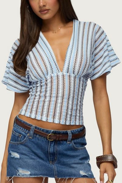 Edikted Alwyn Flutter Crochet Zigzag Top