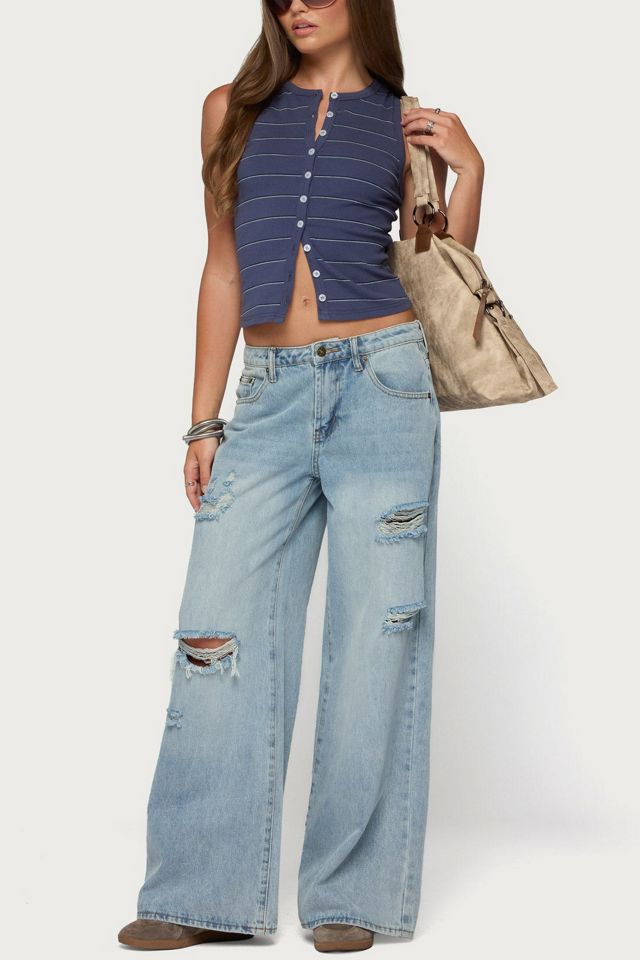 Edikted Brynne Striped Button Up Top #1