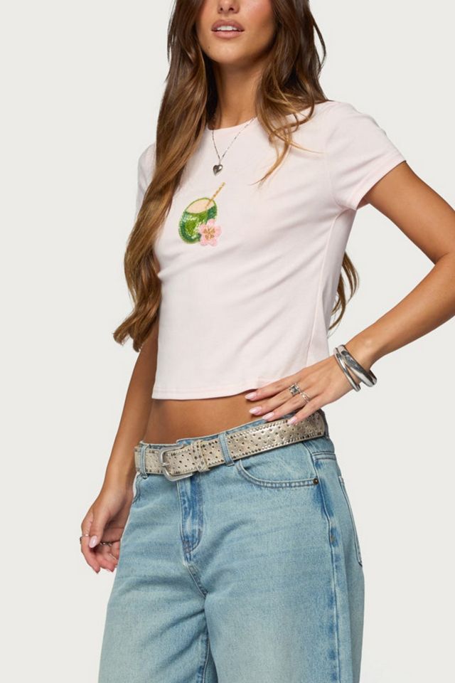 Edikted Coconut Beaded T Shirt #3