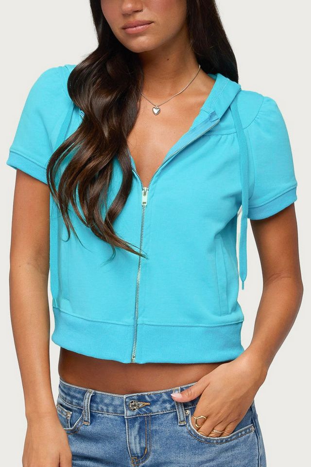Edikted Daisi Short Sleeve Hoodie Top #1